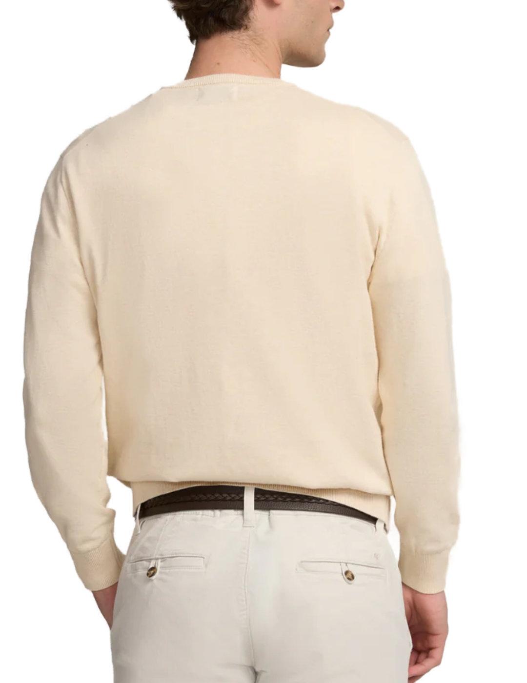 Jersey Silbon liso round neck beige de punto para hombre