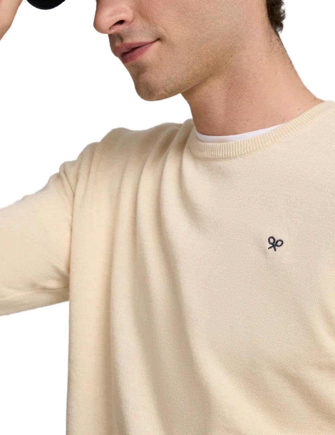 Jersey Silbon liso round neck beige de punto para hombre