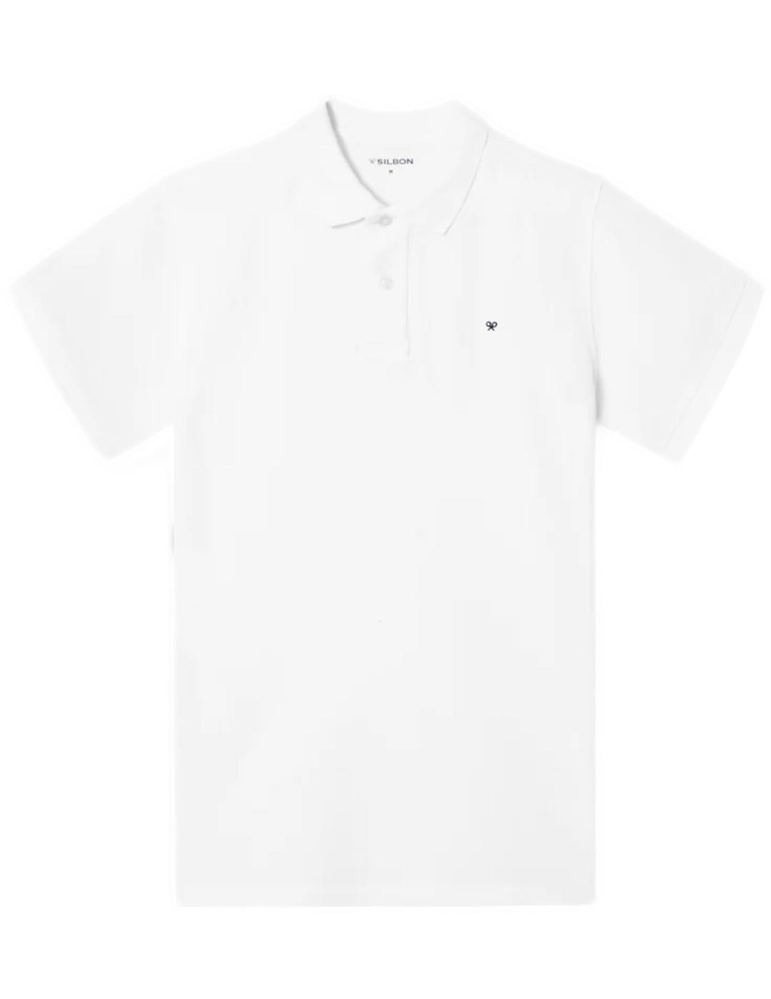 Polo Silbon clasico liso blanco manga corta para hombre