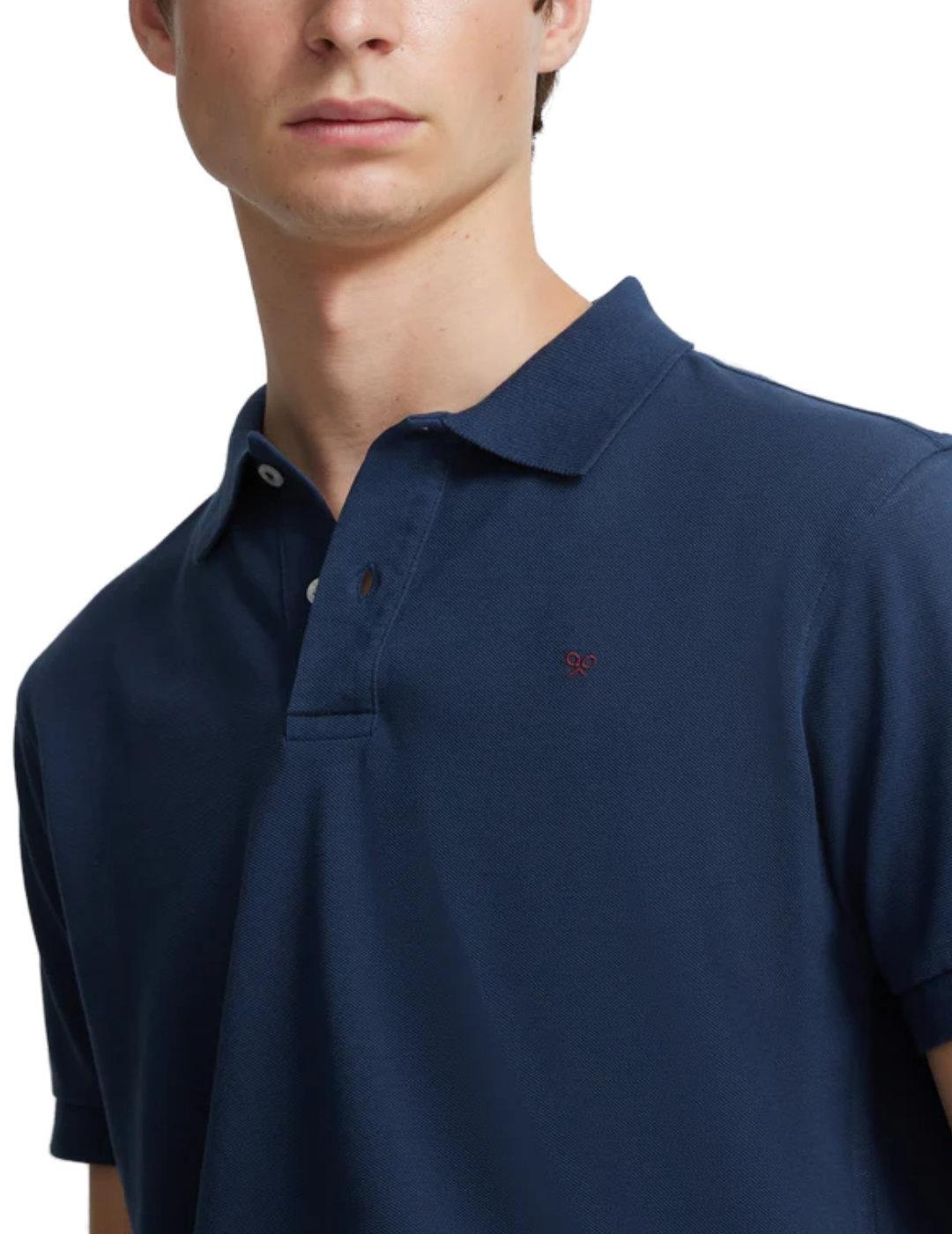 Polo Silbon clasico liso azul marino manga corta para hombre