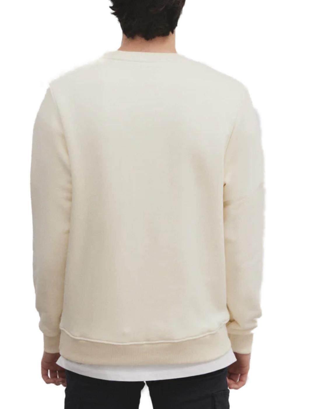 Sudadera Silbon raqueta media crema sin capucha para hombre