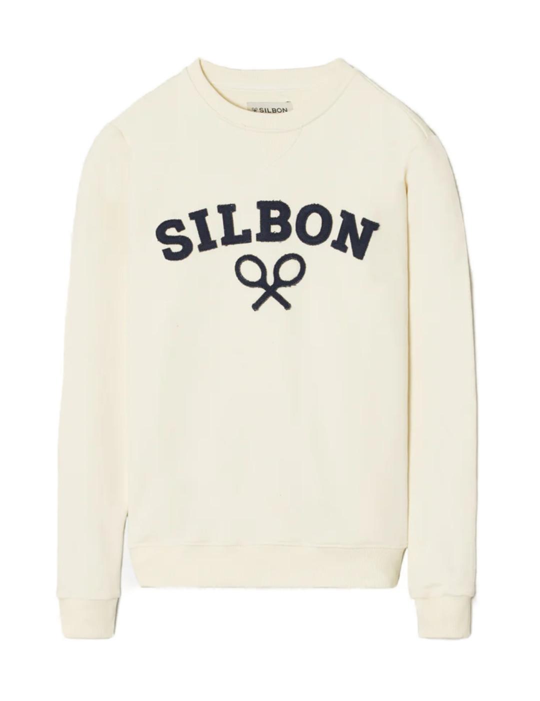 Sudadera Silbon raqueta media crema sin capucha para hombre