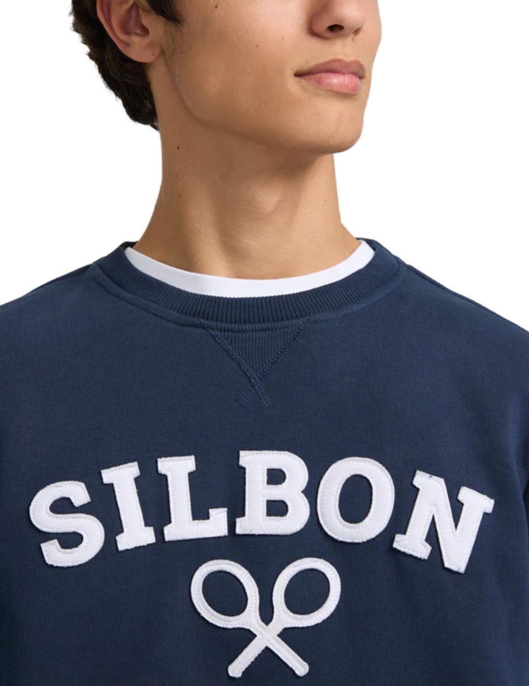 Sudadera Silbon raqueta media marino sin capucha para hombre