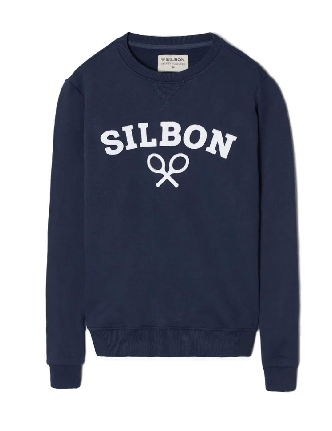 Sudadera Silbon raqueta media marino sin capucha para hombre