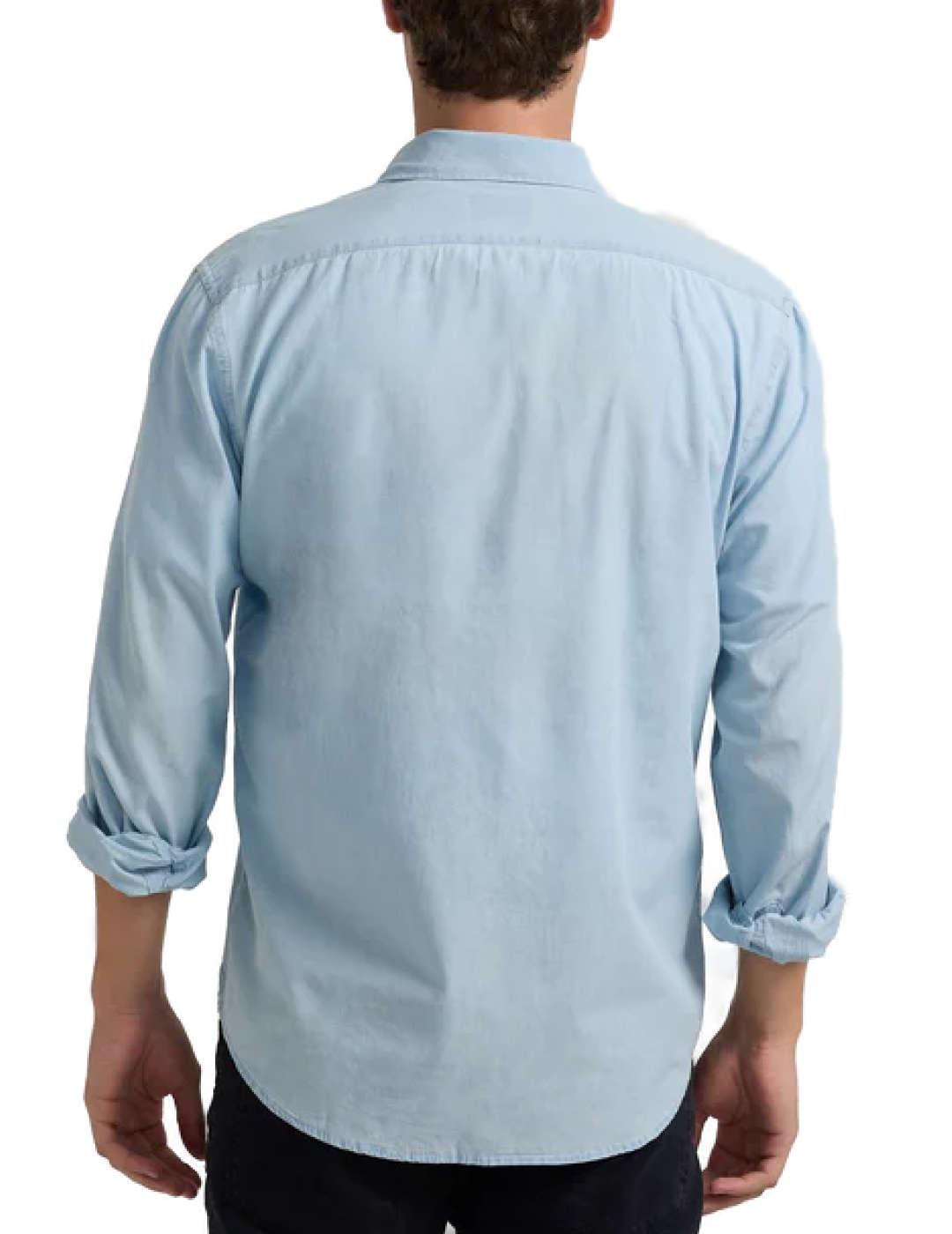 Camisa polera Silbon sport denim azul claro para hombre