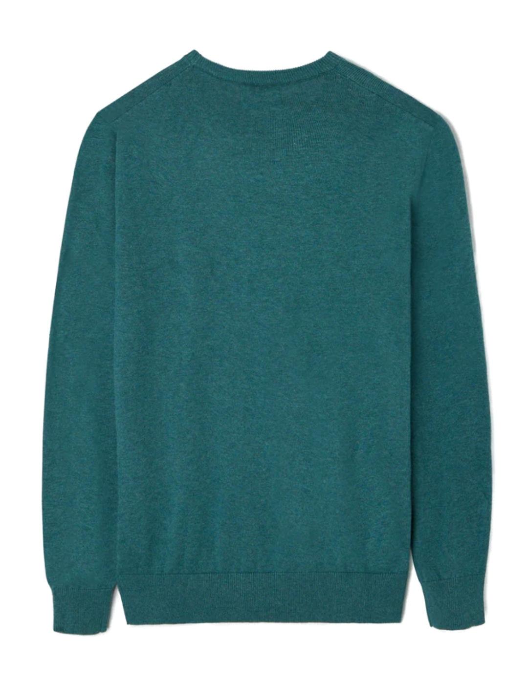 Jersey Silbon liso round neck verde de punto para hombre