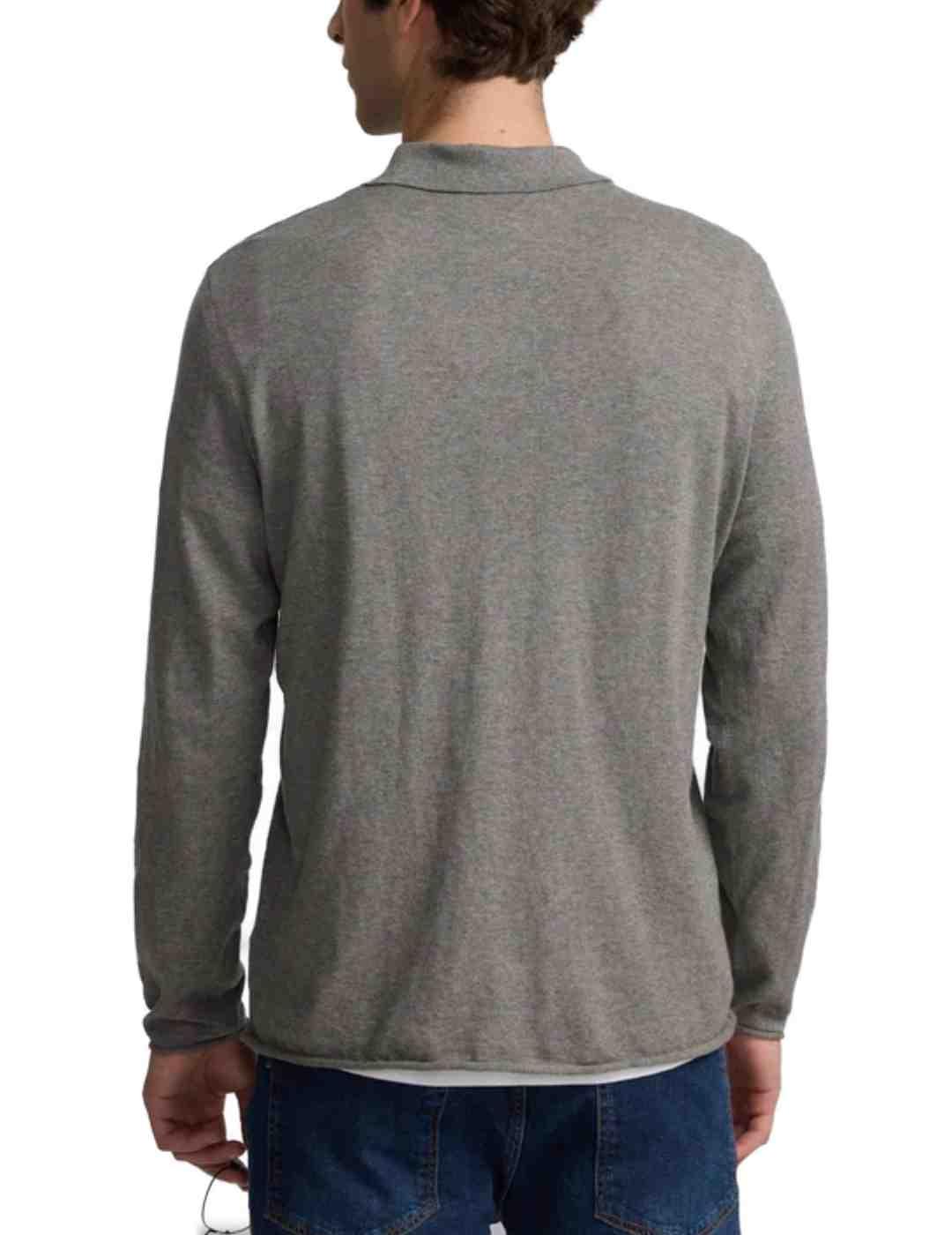 Jersey tipo polo Silbon polo gris oscuro punto para hombre