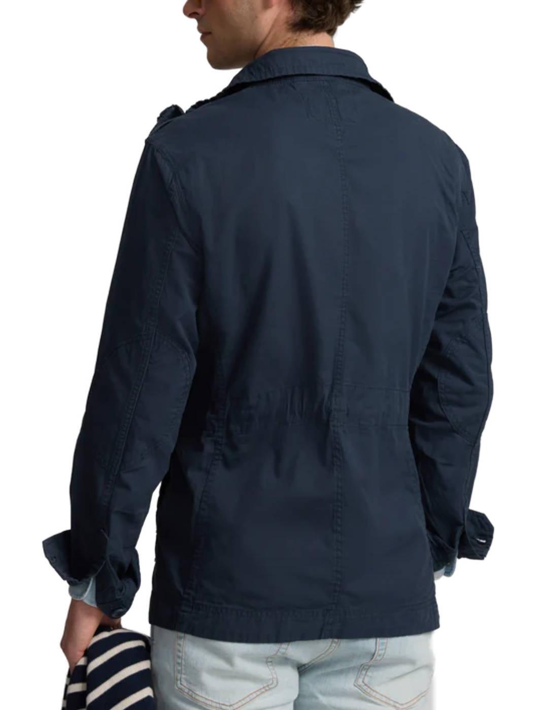 Parka Silbon military garment dye azul marino para hombre