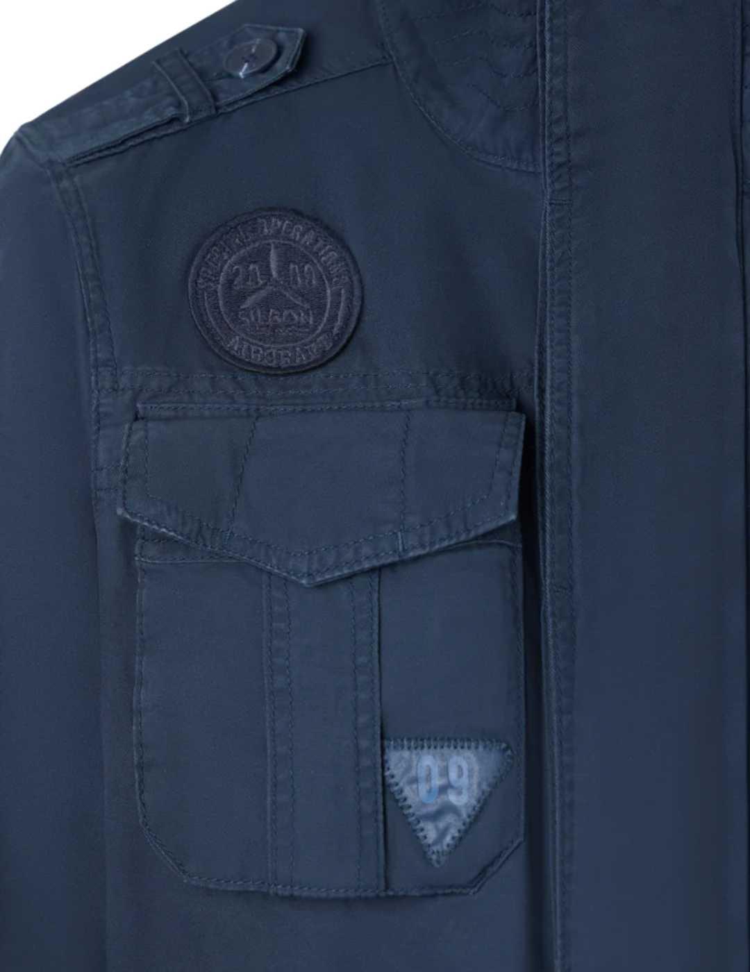 Parka Silbon military garment dye azul marino para hombre