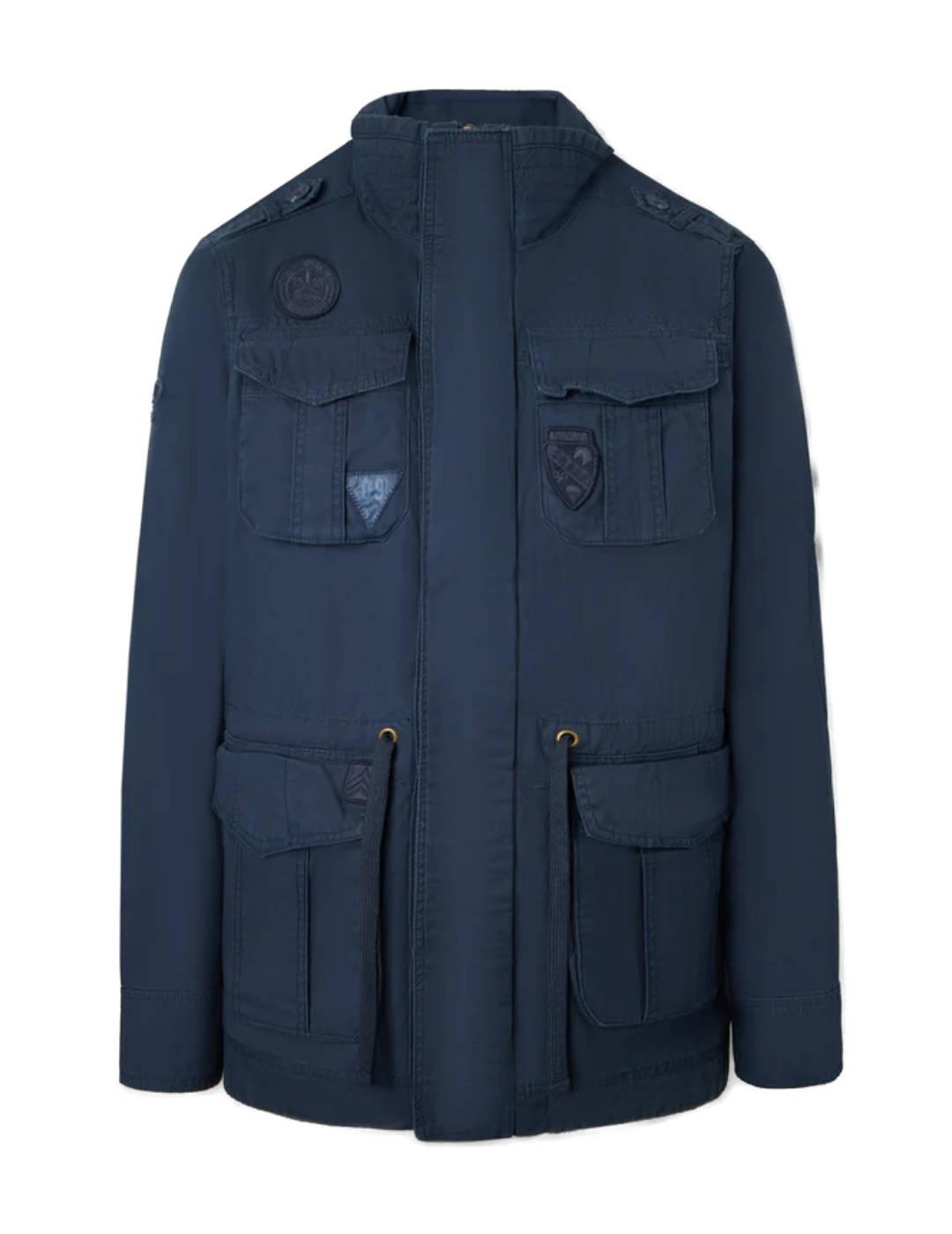 Parka Silbon military garment dye azul marino para hombre