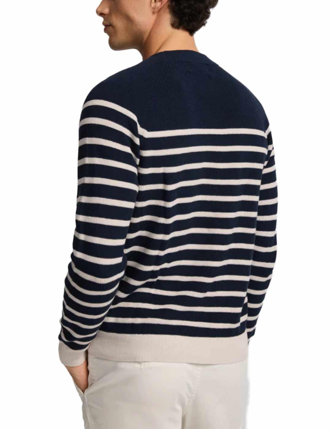 Jersey Silbon rayas nauticas azul marino punto para hombre