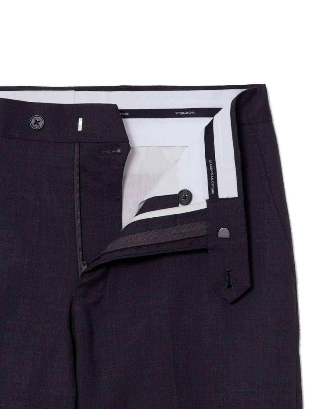 Pantalón Silbon traje stretch gris oscuro lana para hombre