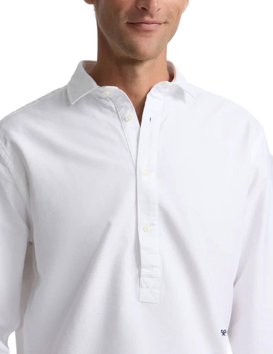 Camisa polera Silbon sport oxford blanca regular para hombre