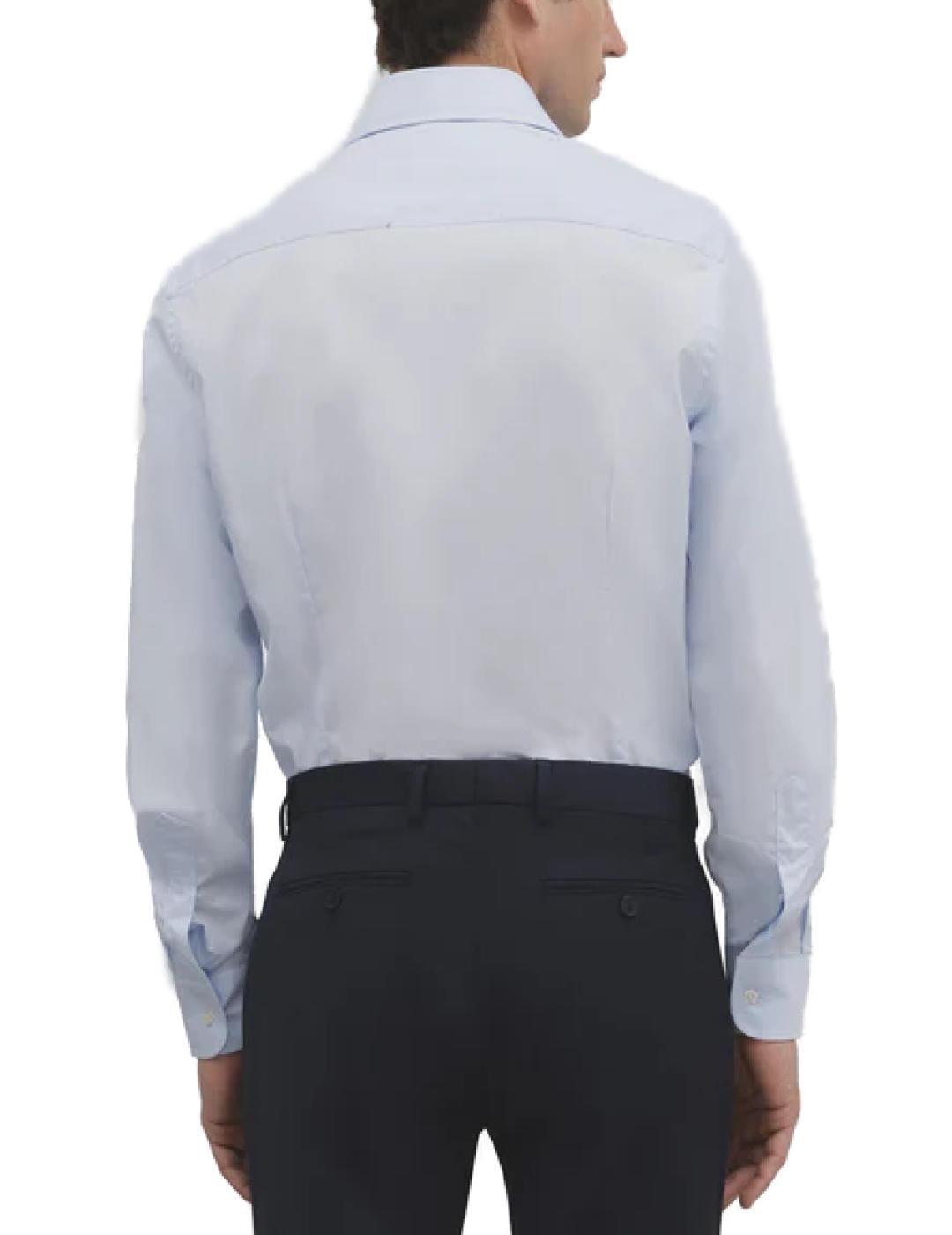 Camisa Silbon mini rayas celeste regular para hombre