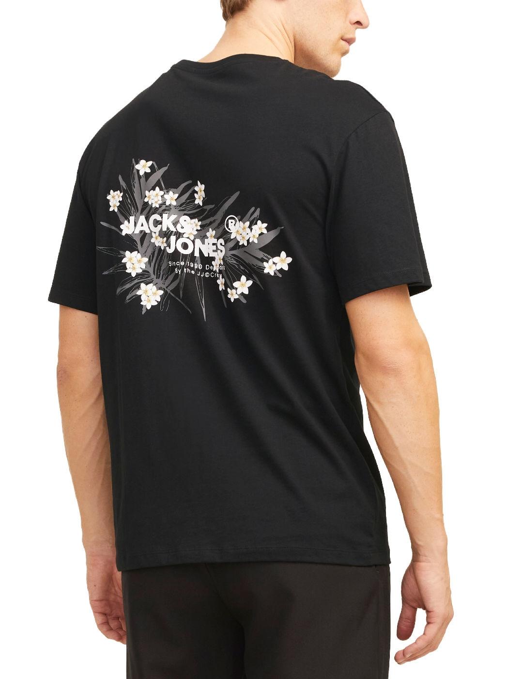 Camiseta Jack&Jones Hawaii negra manga corta de hombre