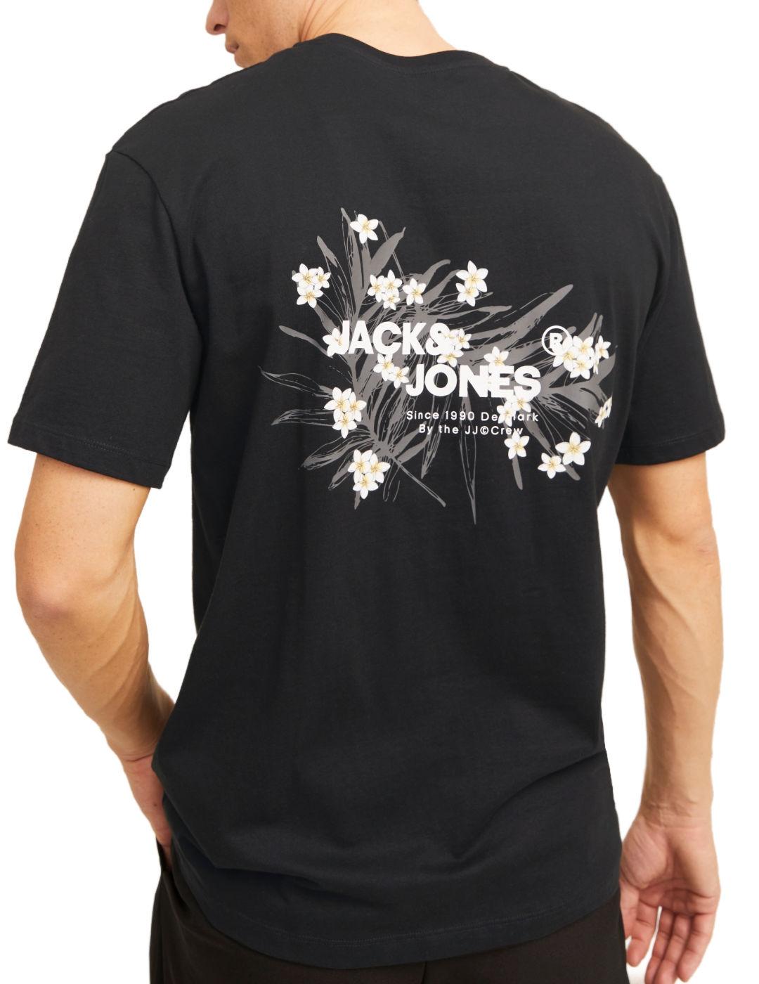 Camiseta Jack&Jones Hawaii negra manga corta de hombre