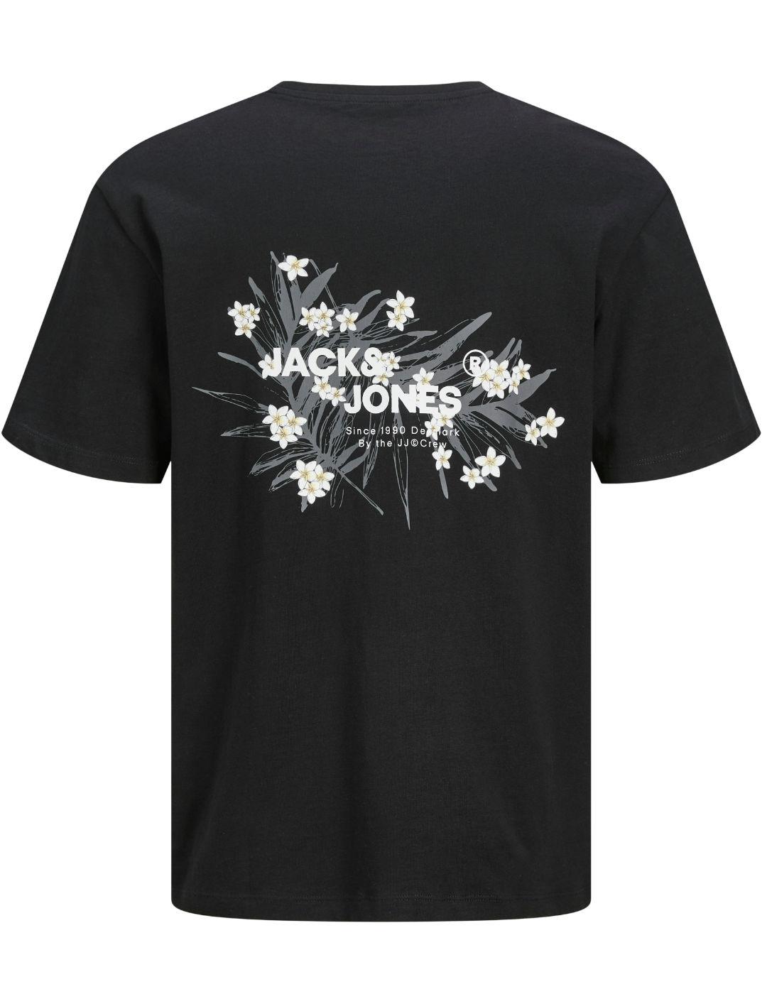 Camiseta Jack&Jones Hawaii negra manga corta de hombre