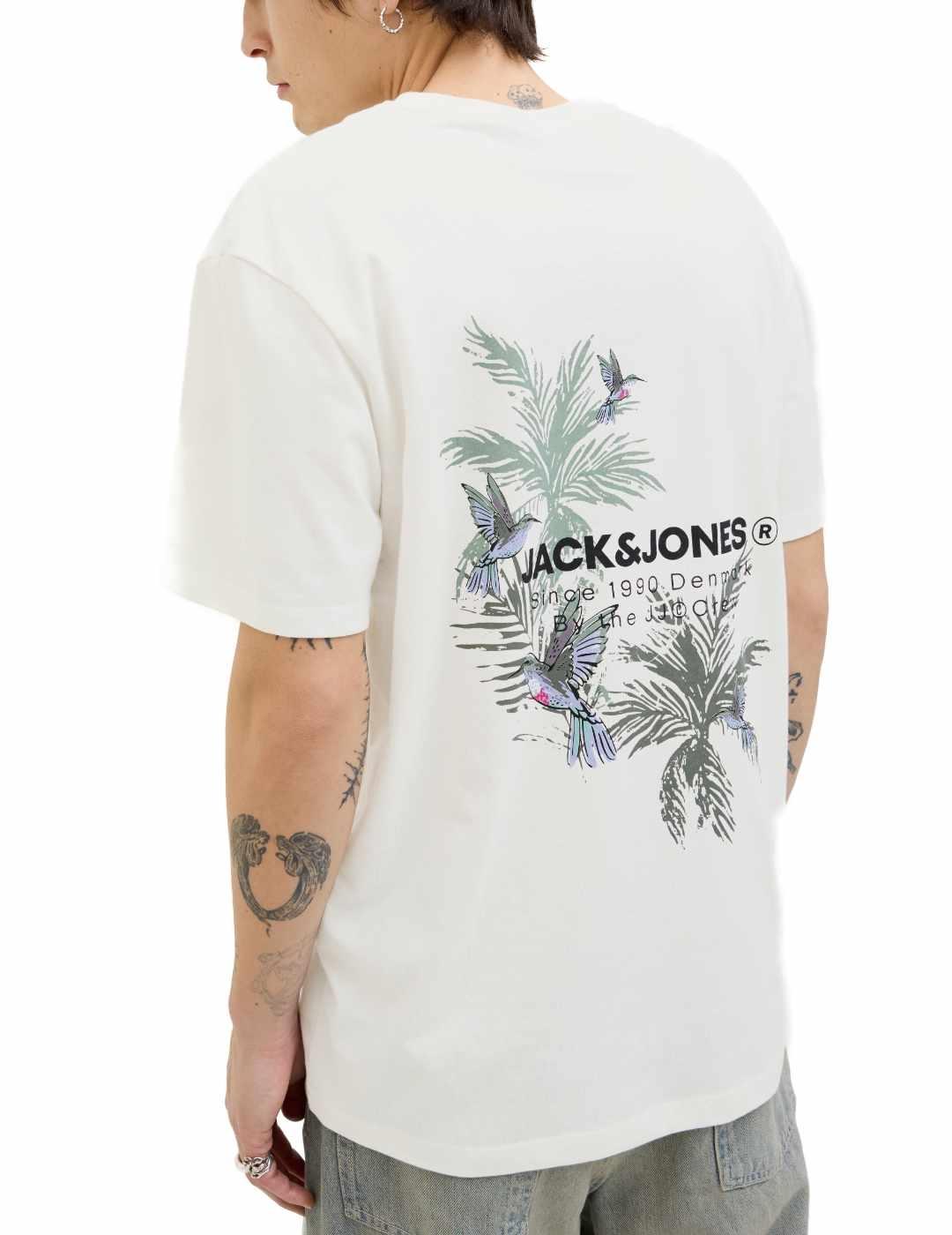 Camiseta Jack&Jones Hawaii blanca manga corta para hombre