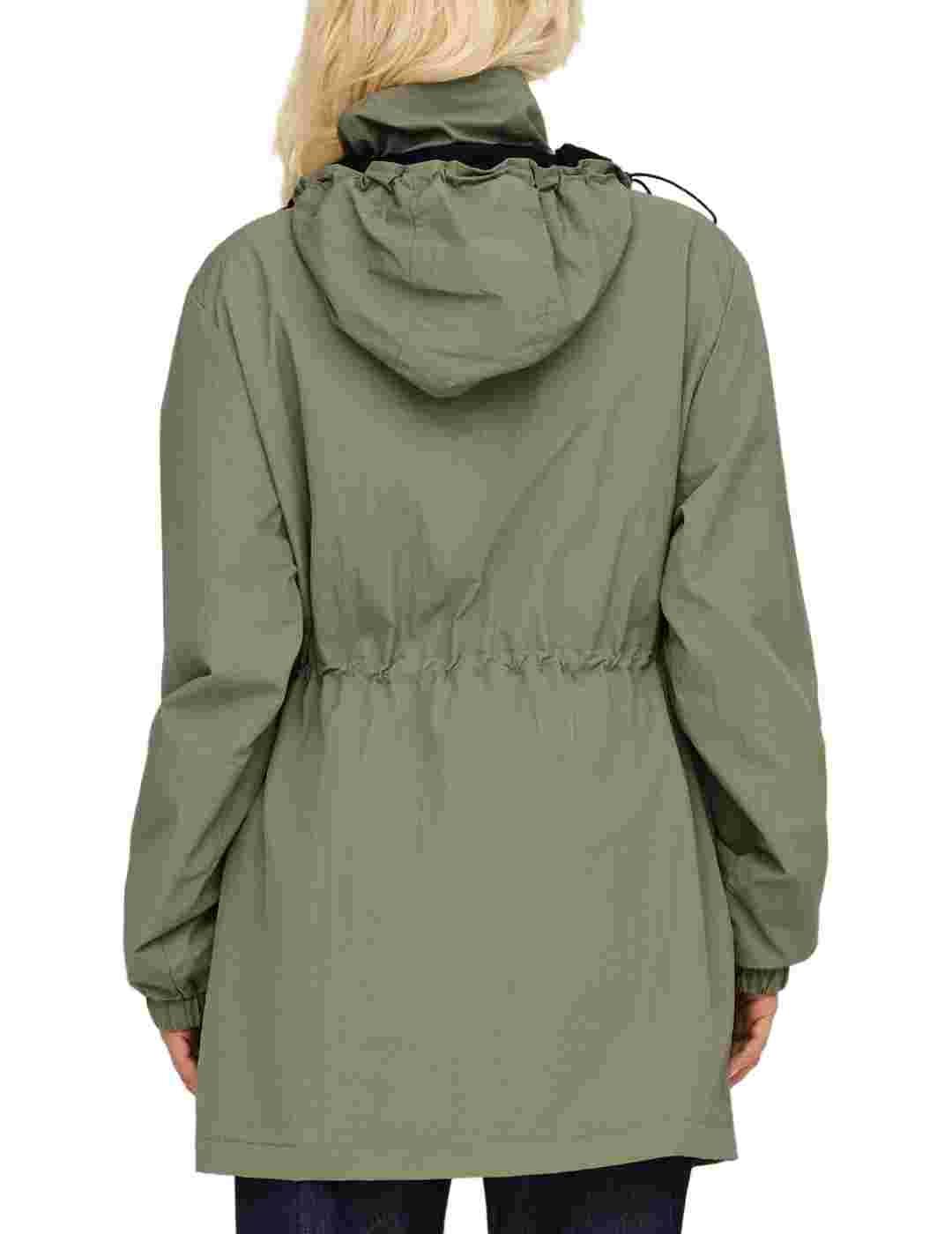 Parka Only Mamba verde y negra con capucha para mujer