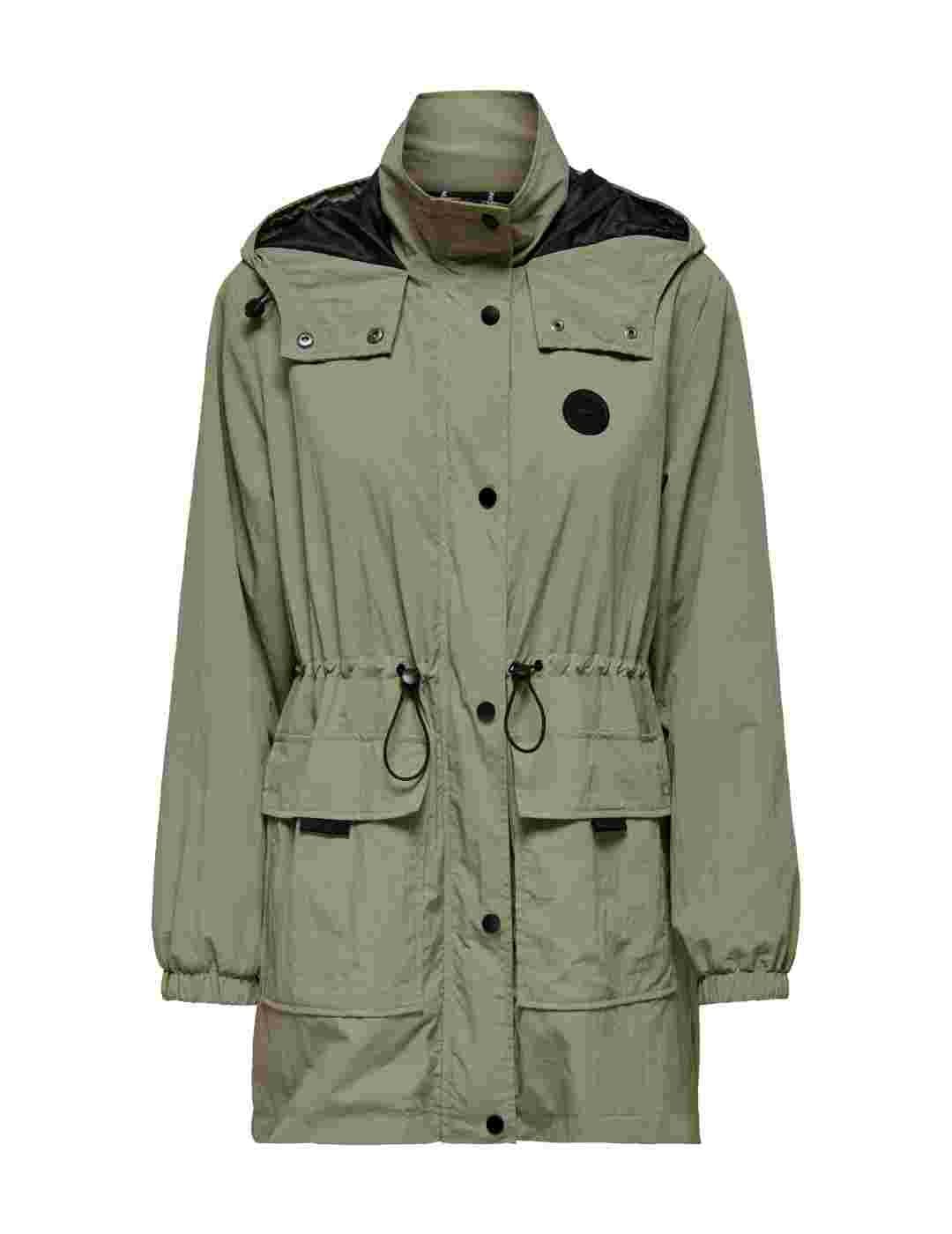 Parka Only Mamba verde y negra con capucha para mujer