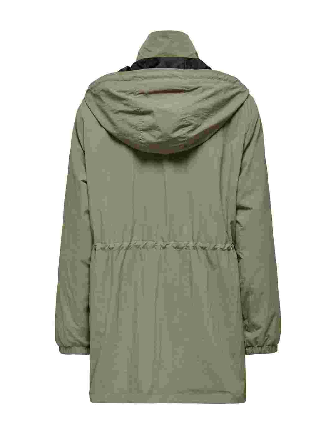 Parka Only Mamba verde y negra con capucha para mujer