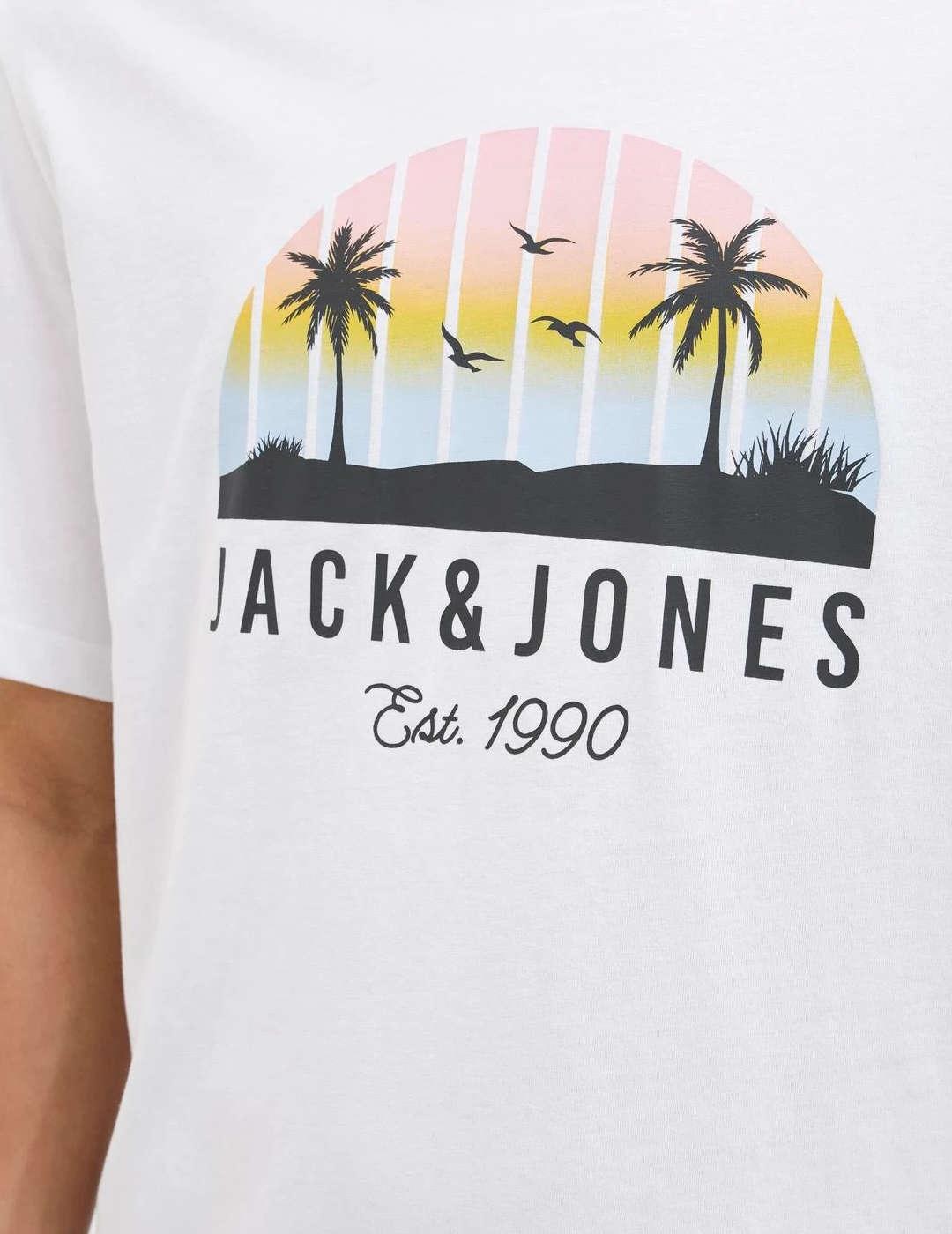 Camiseta Jack&Jones Palm blanco manga corta para hombre