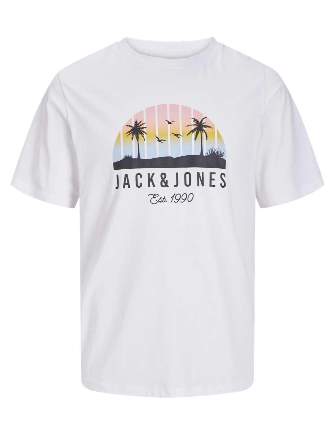 Camiseta Jack&Jones Palm blanco manga corta para hombre