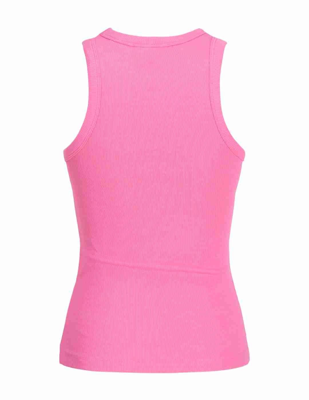 Camiseta JJXX Forest rosa chicle de canalé para mujer