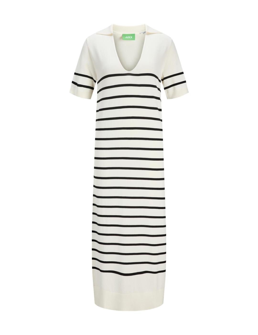 Vestido largo JJXX Layla polo blanco raya negra para mujer