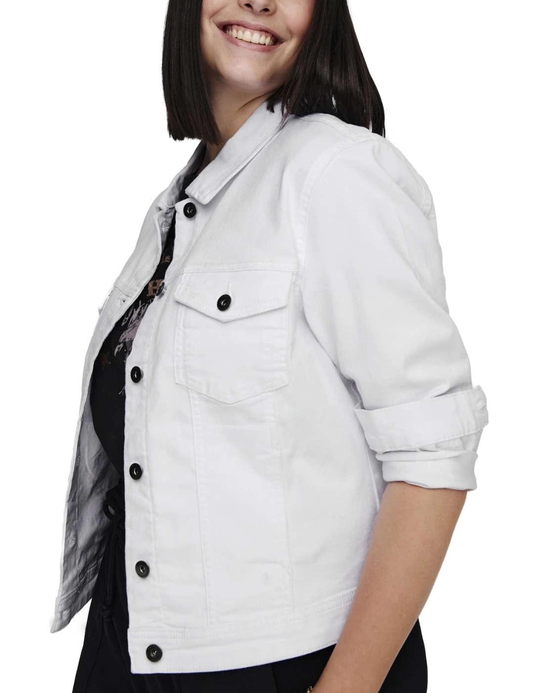 Chaqueta Only Carmakoma Wespa denim blanco para mujer