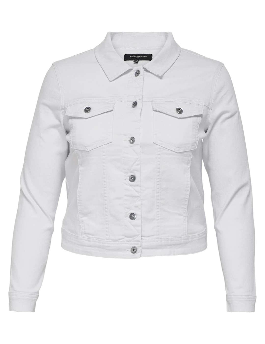 Chaqueta Only Carmakoma Wespa denim blanco para mujer