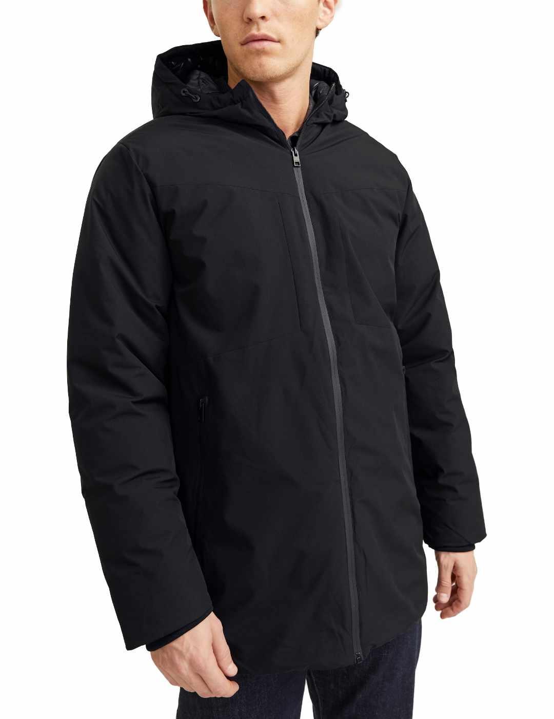 Parka Jack&Jones Planet negro con capucha para hombre