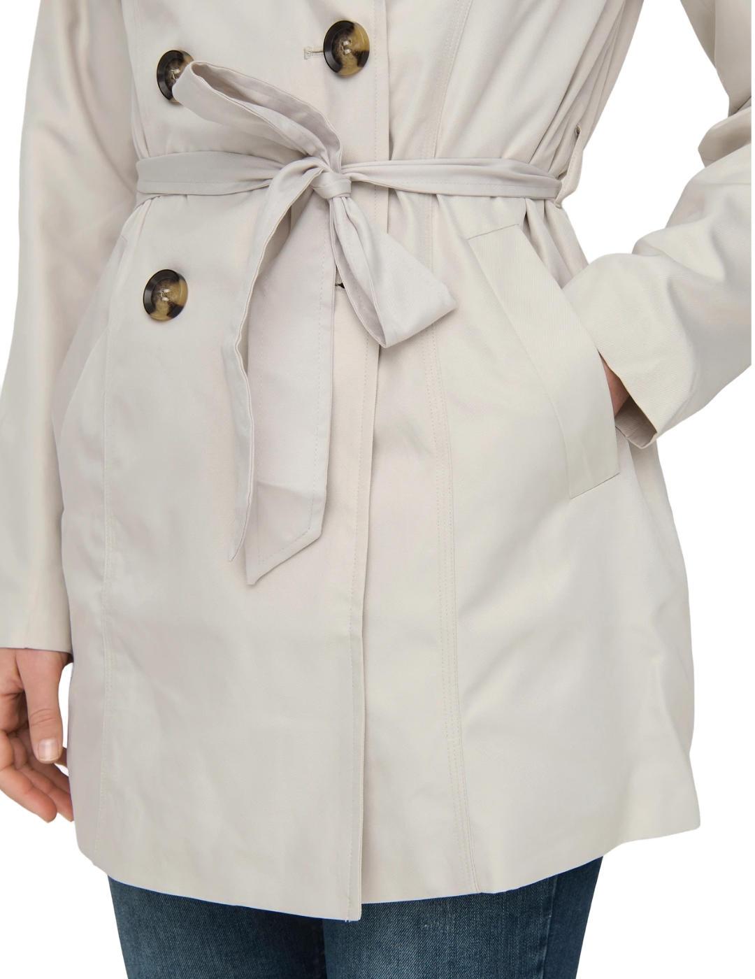 Gabardina trench Only Valerie crudo básica para mujer