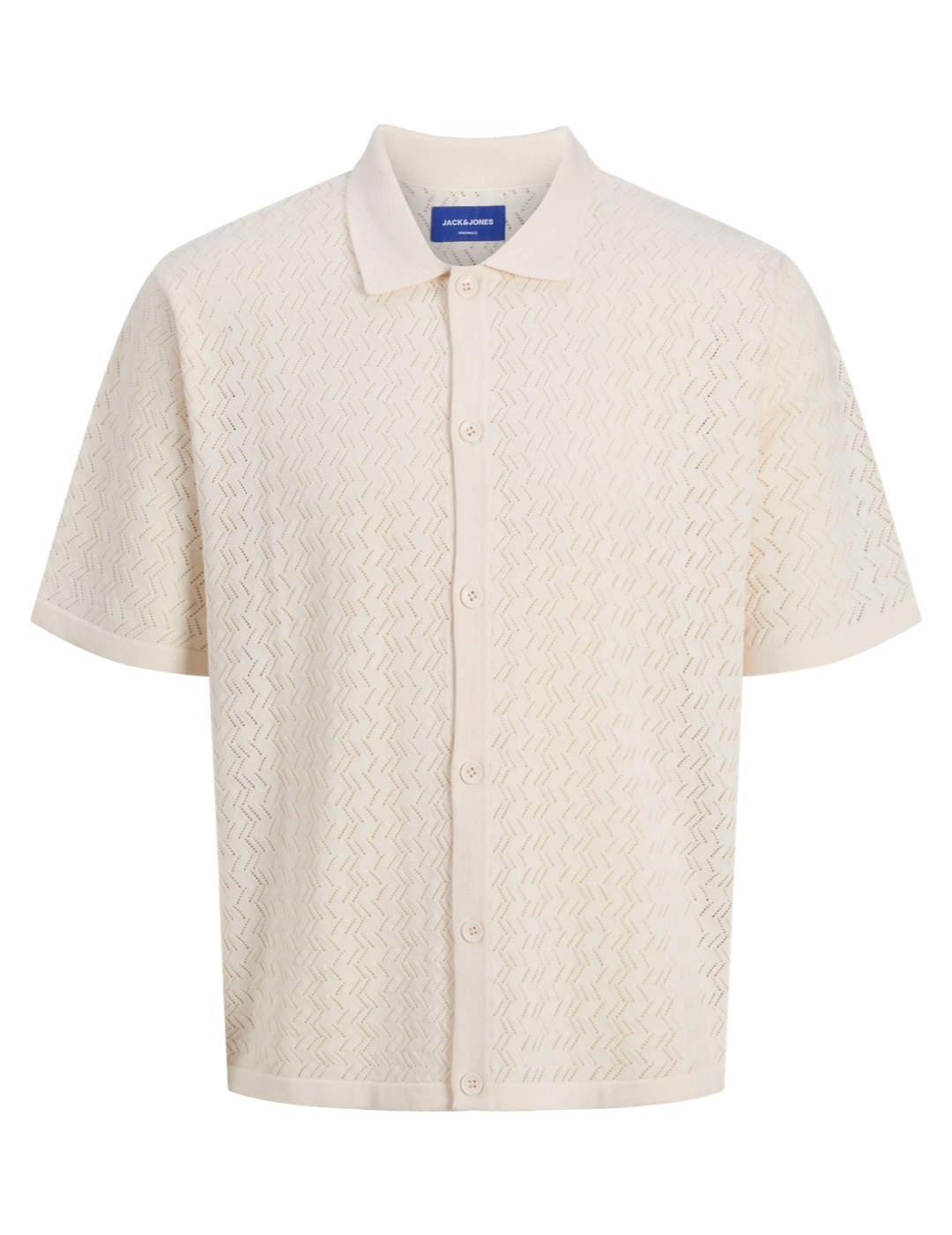 Polo Jack&Jones de punto beige manga corta para hombre