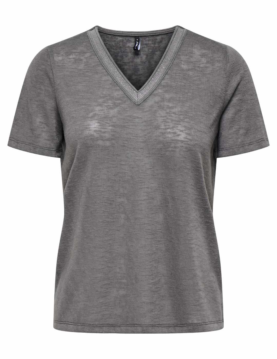 Camiseta Only Zola gris brillante manga corta para mujer