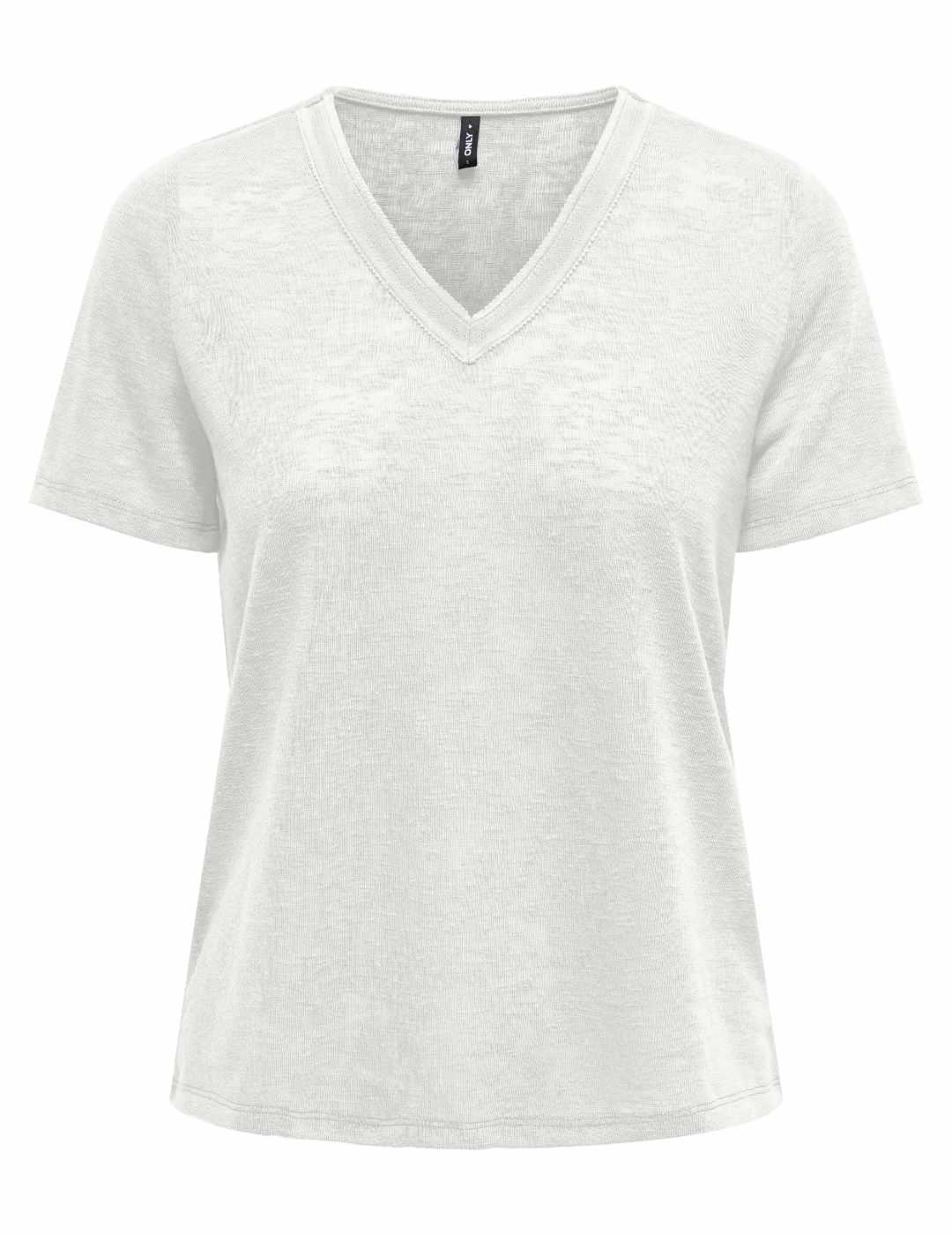 Camiseta Only Zola blanca brillante manga corta para mujer