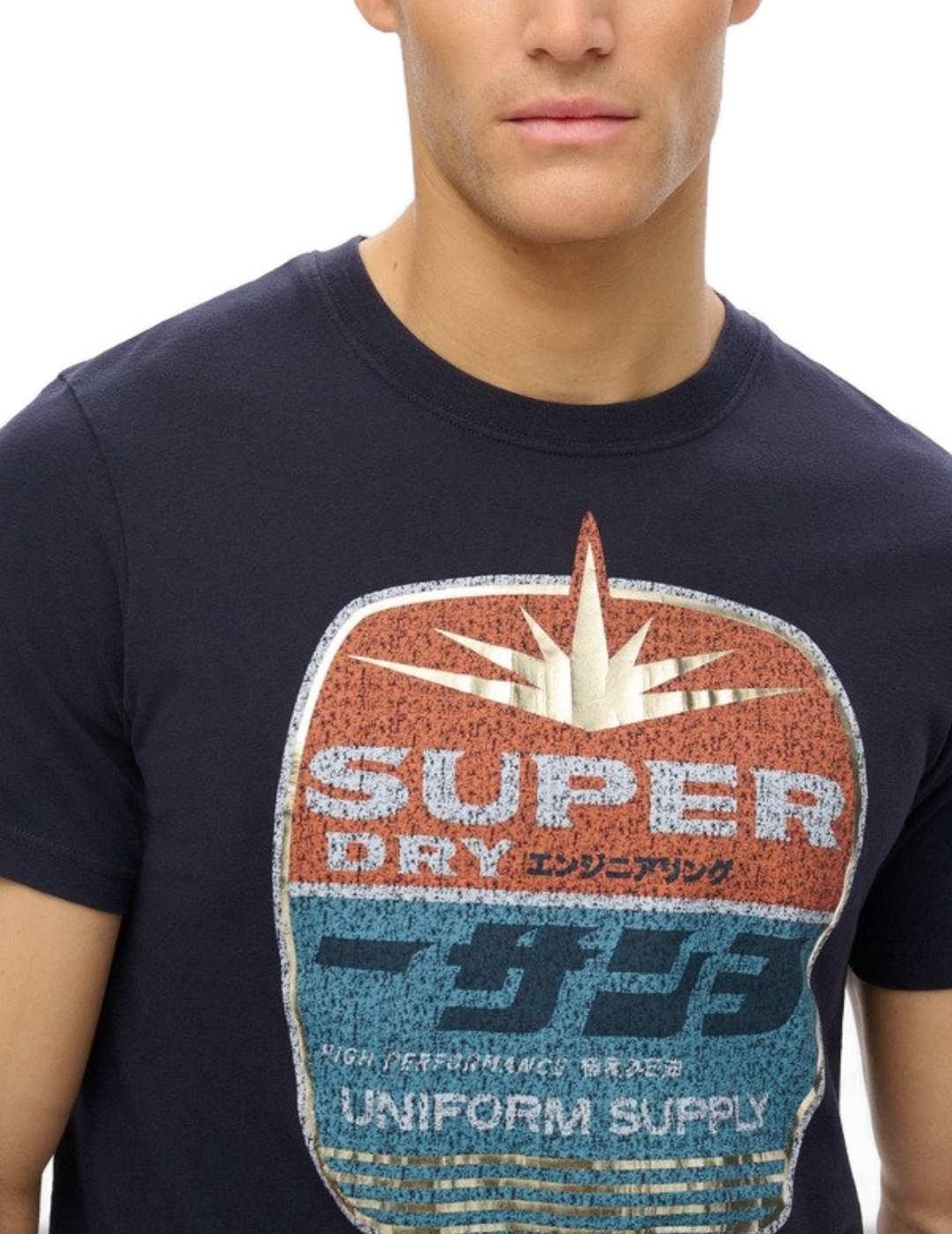 Camiseta Superdry Gasoline marino manga corta para hombre