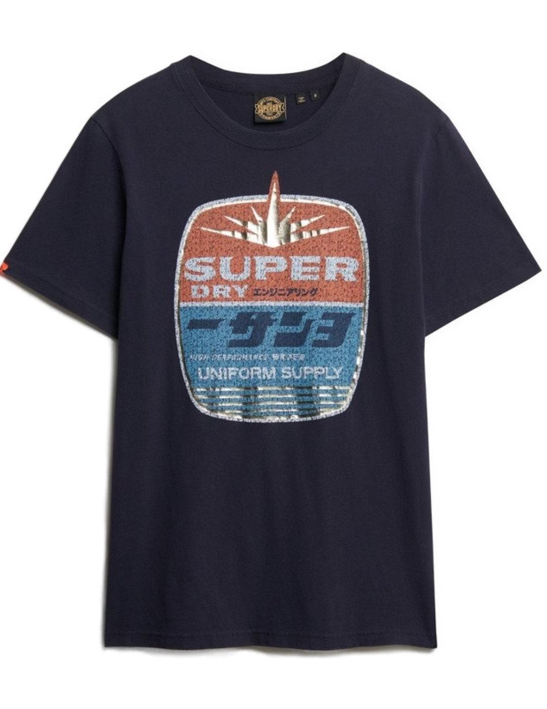 Camiseta Superdry Gasoline marino manga corta para hombre