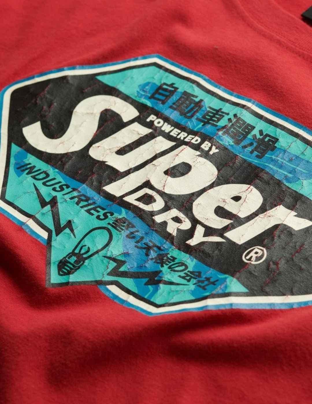 Camiseta Superdry Gasoline roja manga corta para hombre