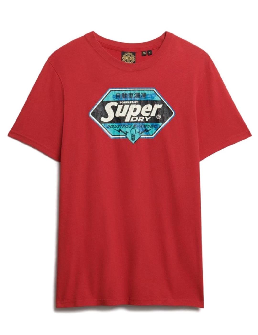 Camiseta Superdry Gasoline roja manga corta para hombre