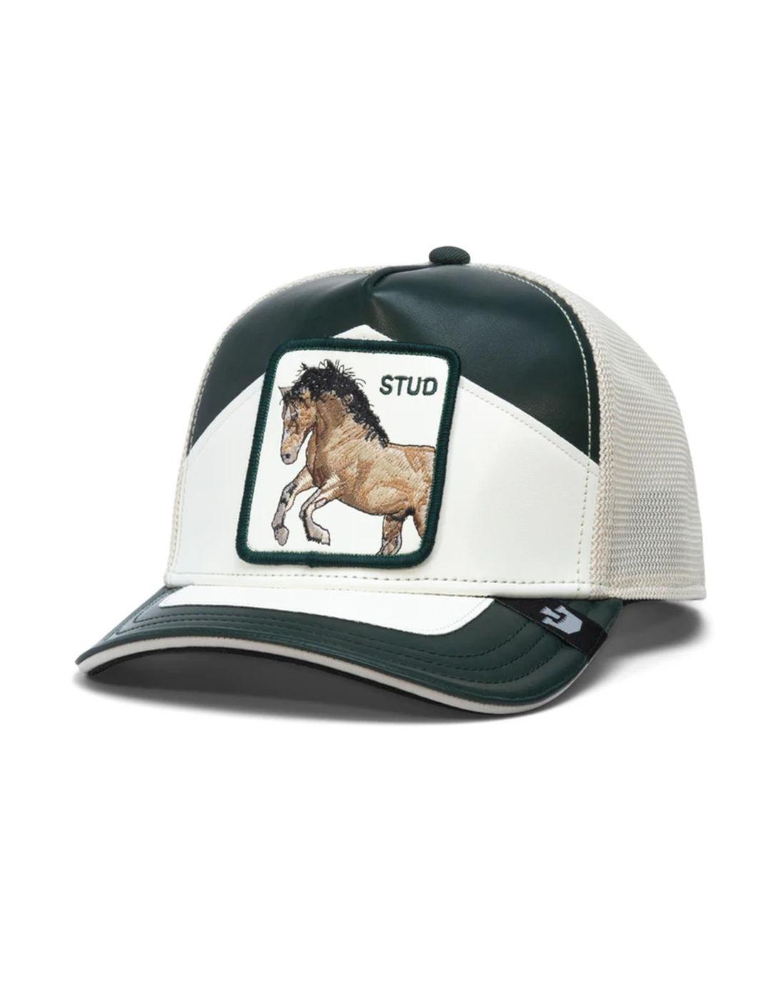 Gorra Goorin Stud caballo verde y blanco de piel unisex