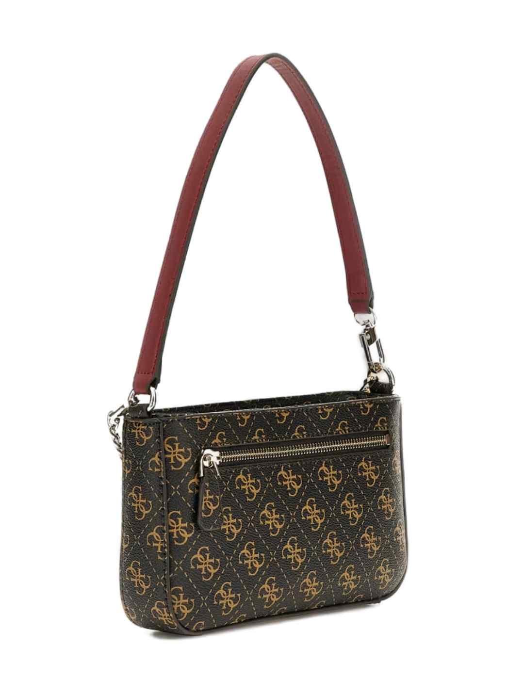 Bolso de hombro Guess Noelle mini marrón logotipo para mujer