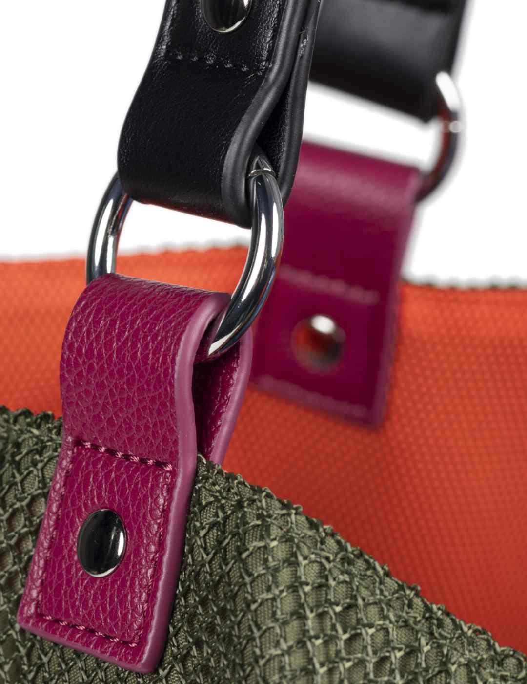 Bolsa Munich tote reversible verde y naranja para mujer