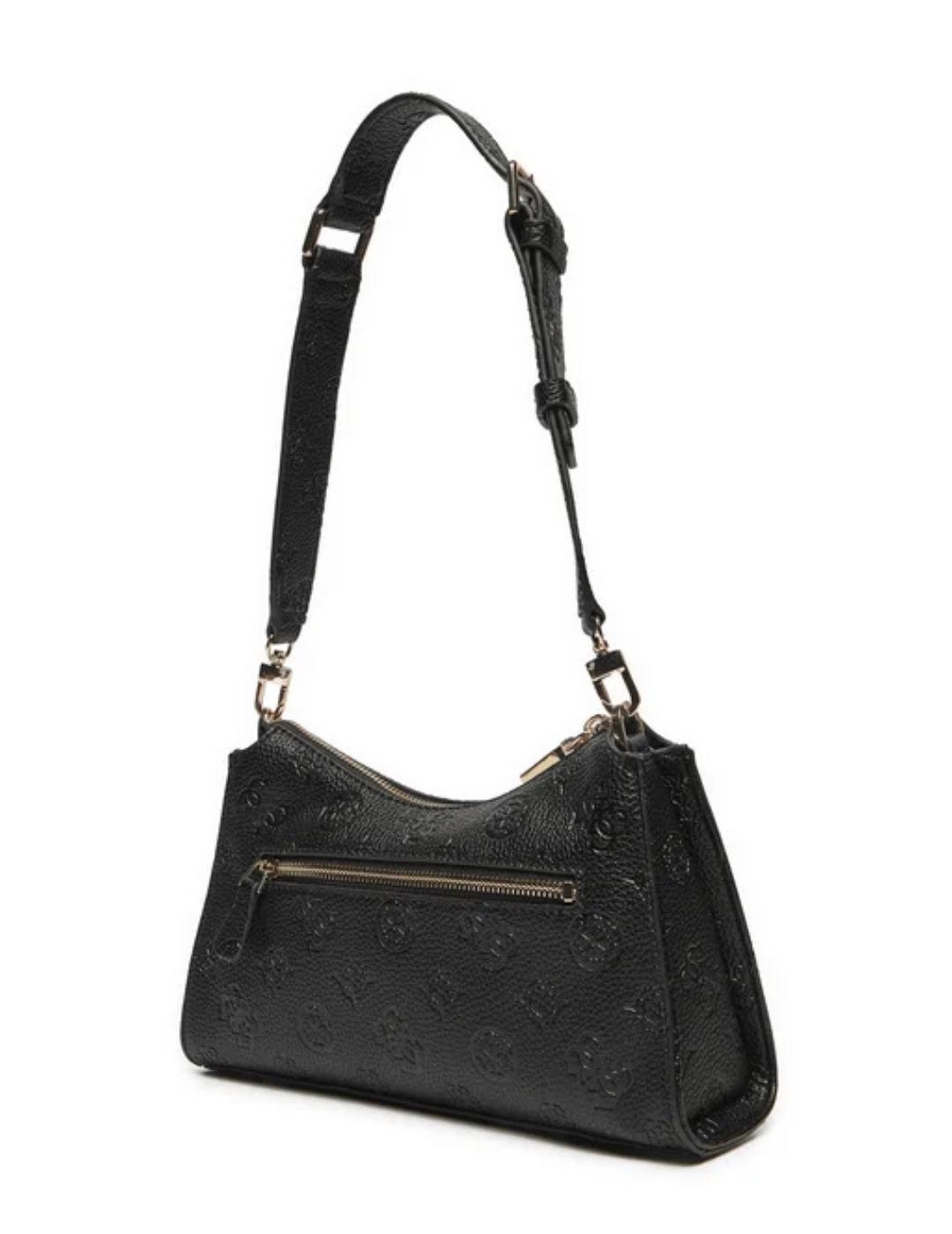 Bolso de hombro Guess Cresidia negro estampado para mujer