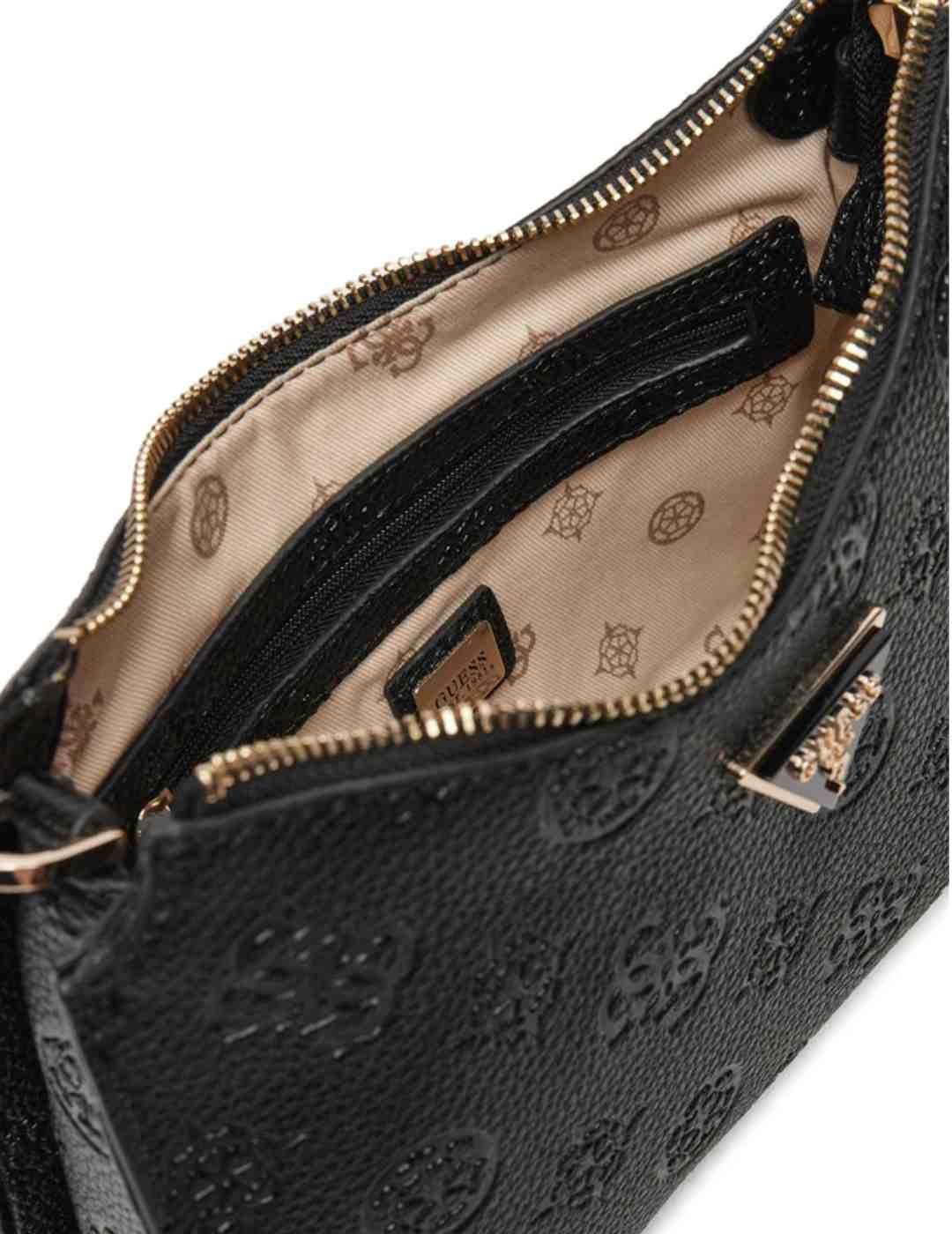 Bolso de hombro Guess Cresidia negro estampado para mujer