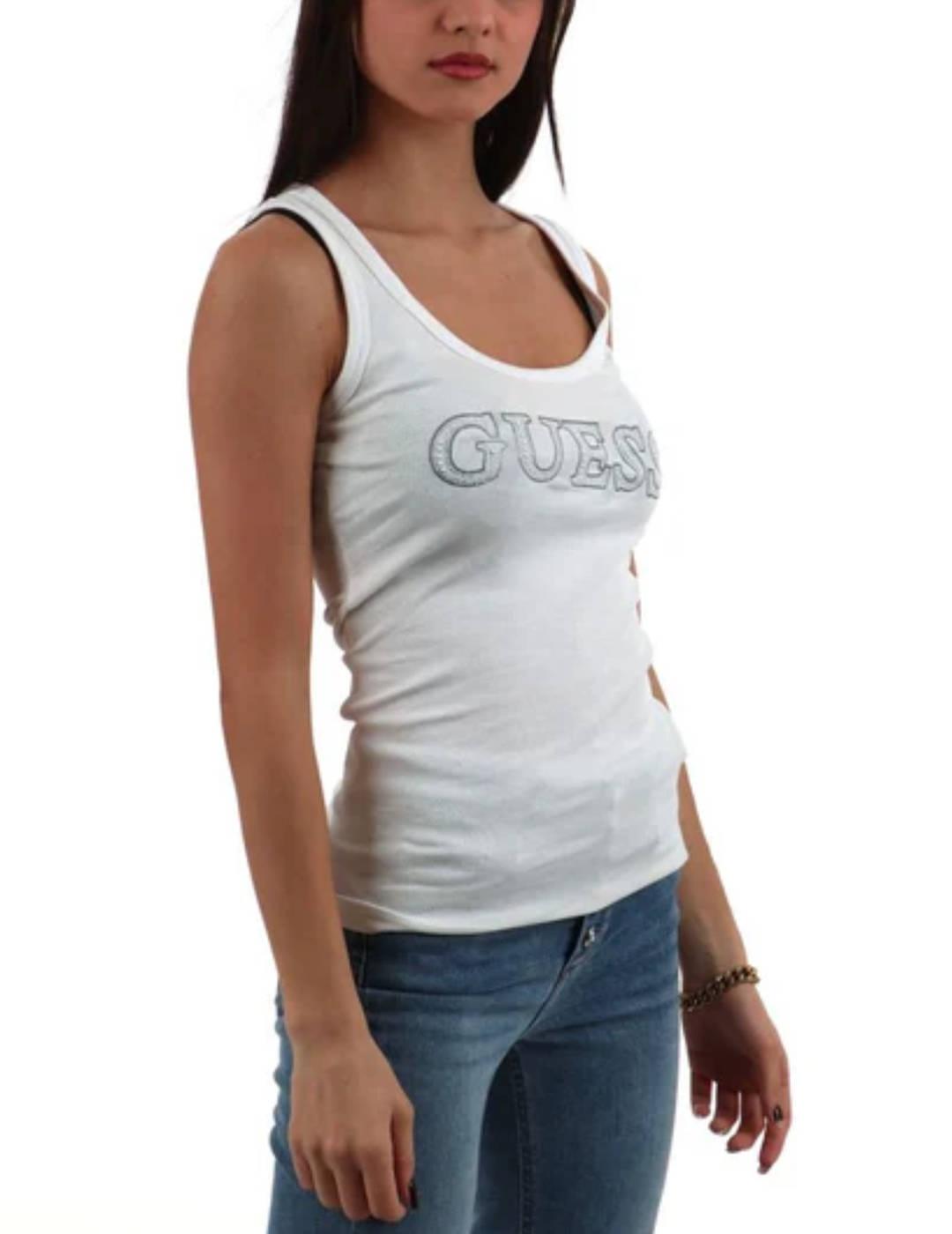 Camiseta Guess embellished con logo de tirantes para mujer