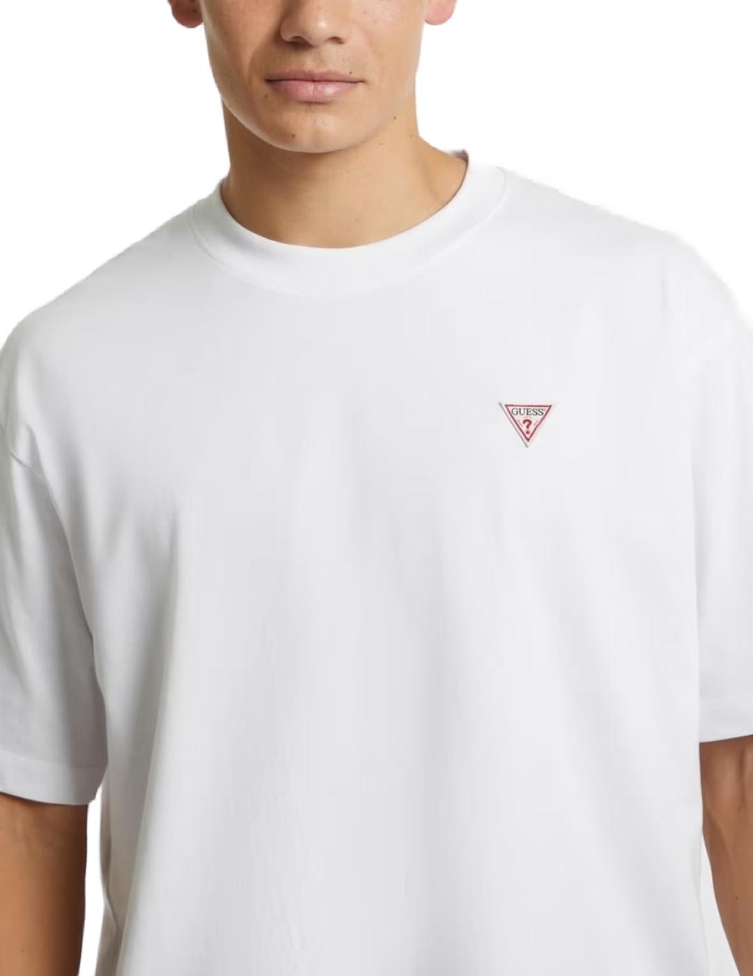 Camiseta Guess mini triángulo blanca manga corta para hombre