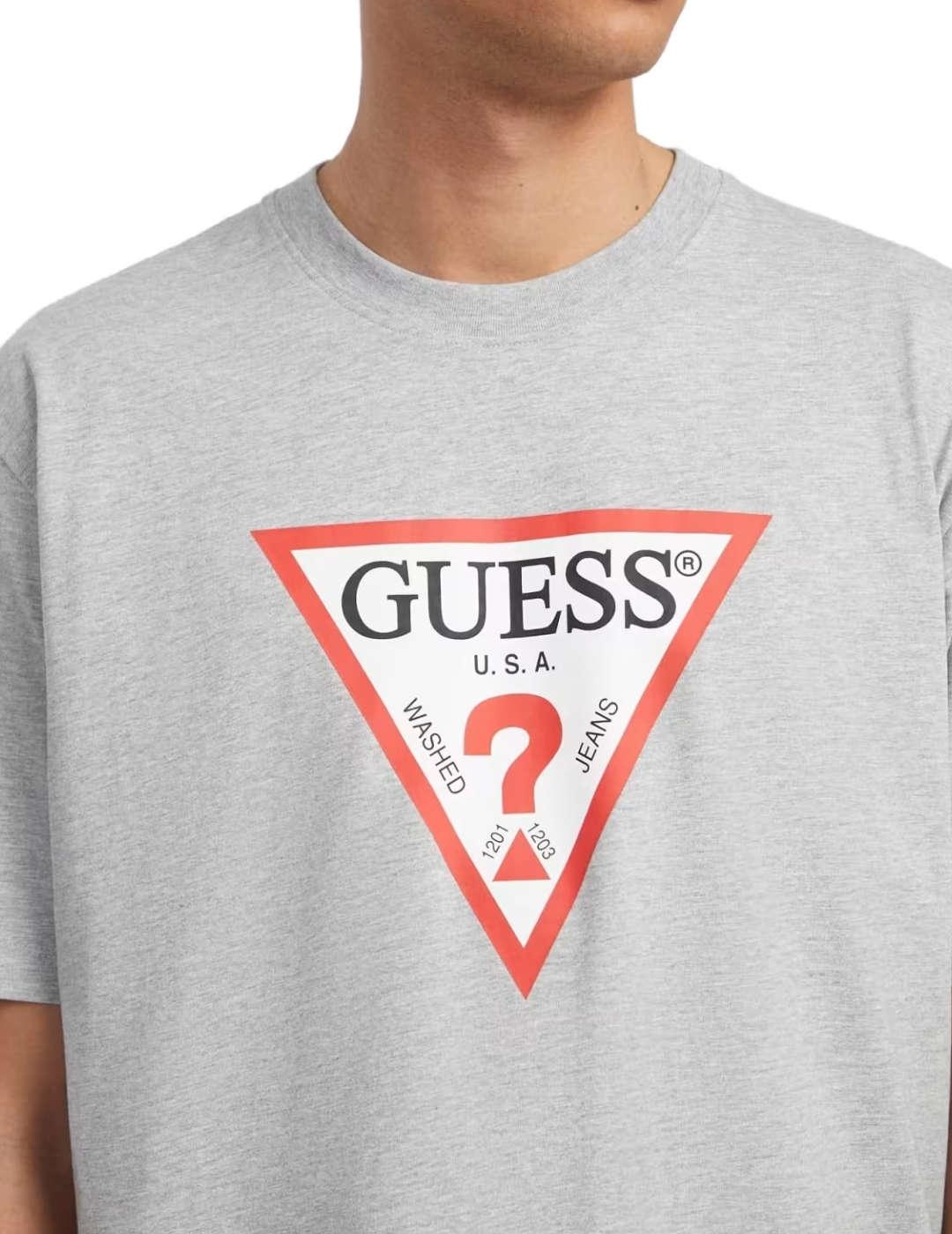 Camiseta Guess Iconic gris claro manga corta para hombre