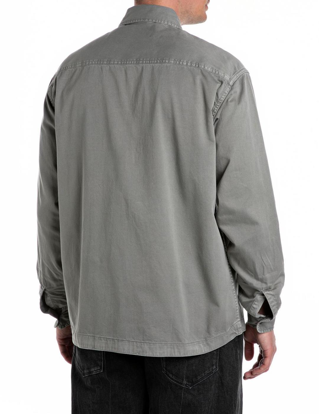 Sobrecamisa Replay verde grisáceo regular para hombre