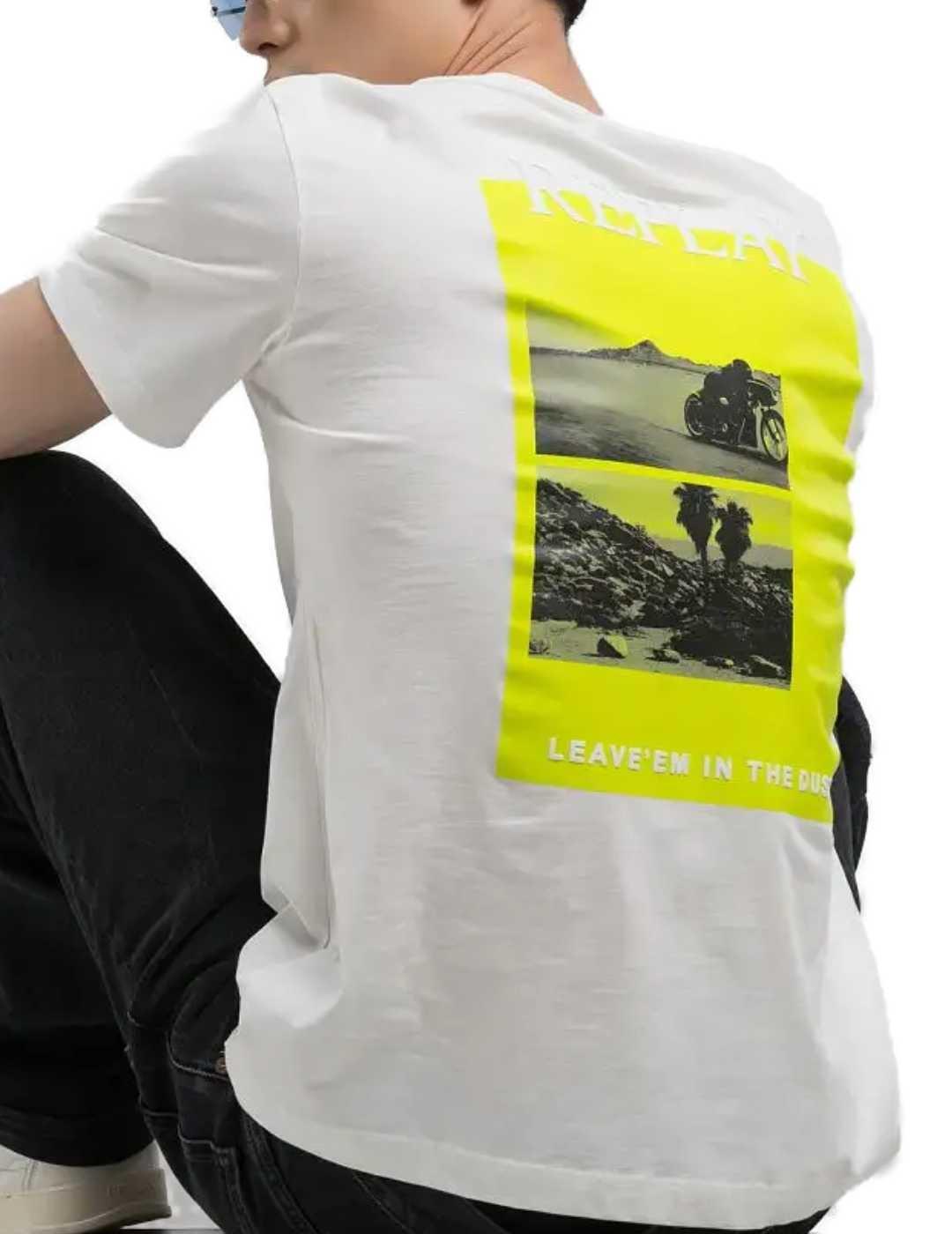 Camiseta Replay blanco estampado manga corta para hombre